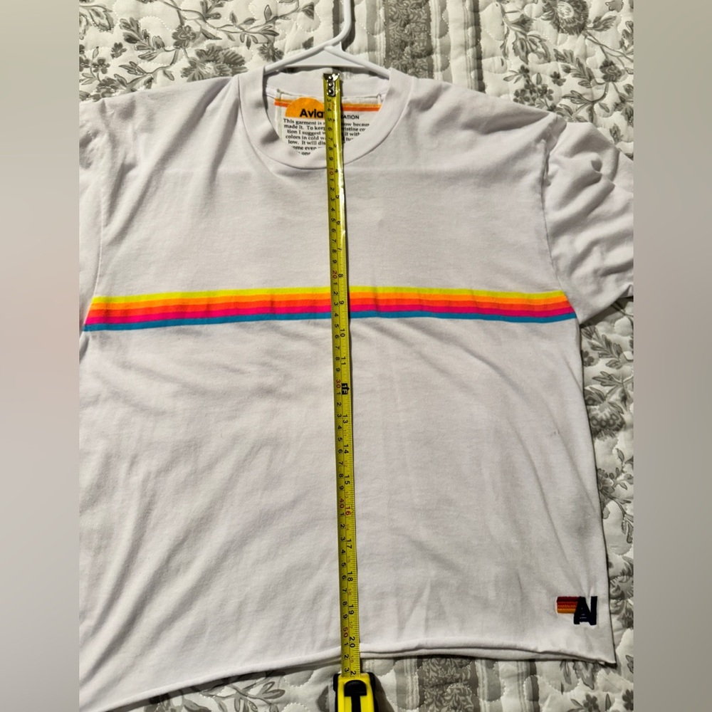 Aviator Nation White Tee with Colorful Stripe - Picture 4 of 5
